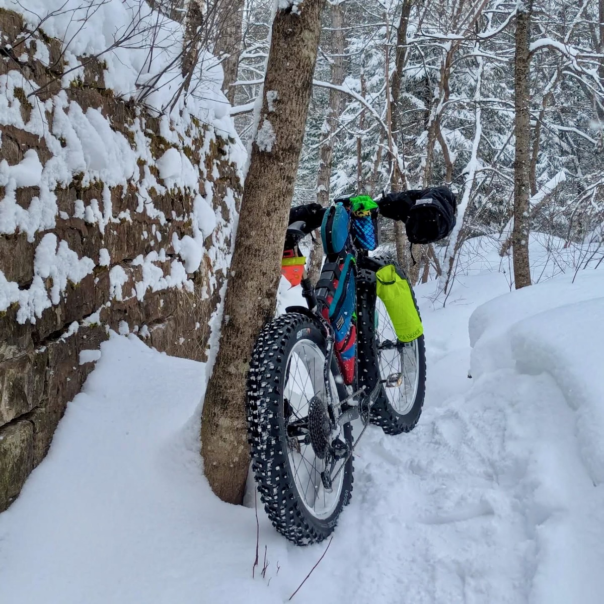fat-bike on snowy trail