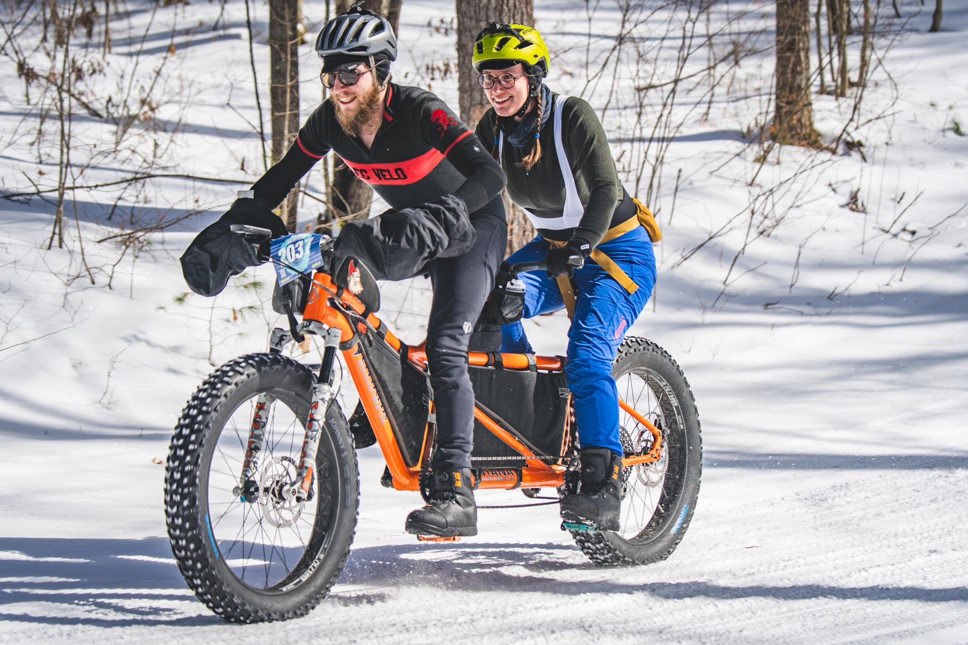 dustin and claudia tandem fatbike birkie