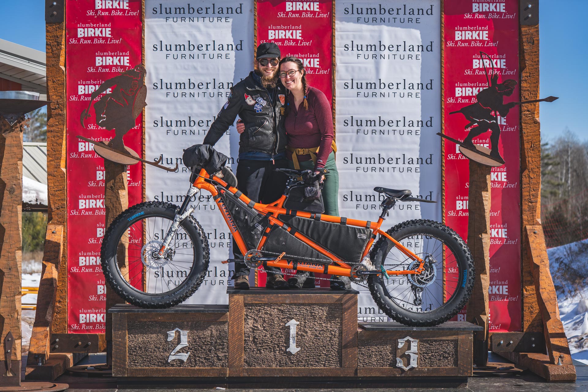dustin and claudia tandem fatbike birkie