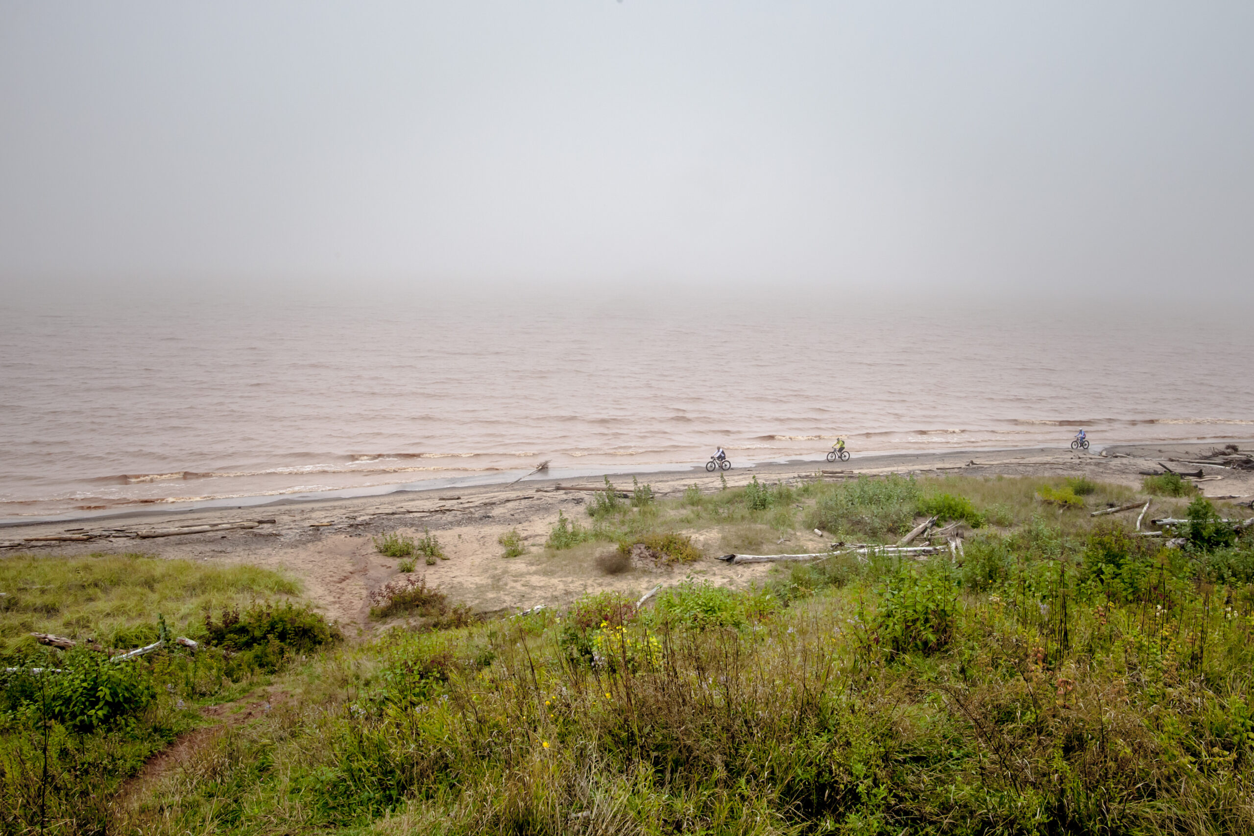 Fat bikers riding the beach on Wisconsin Point